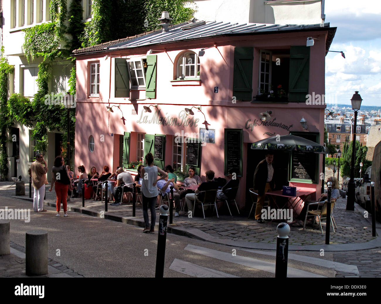 La Maison Rose, Restaurant, Rue de abreuvoir Butte Montmartre-Hügel, Paris, Frankreich Stockfoto