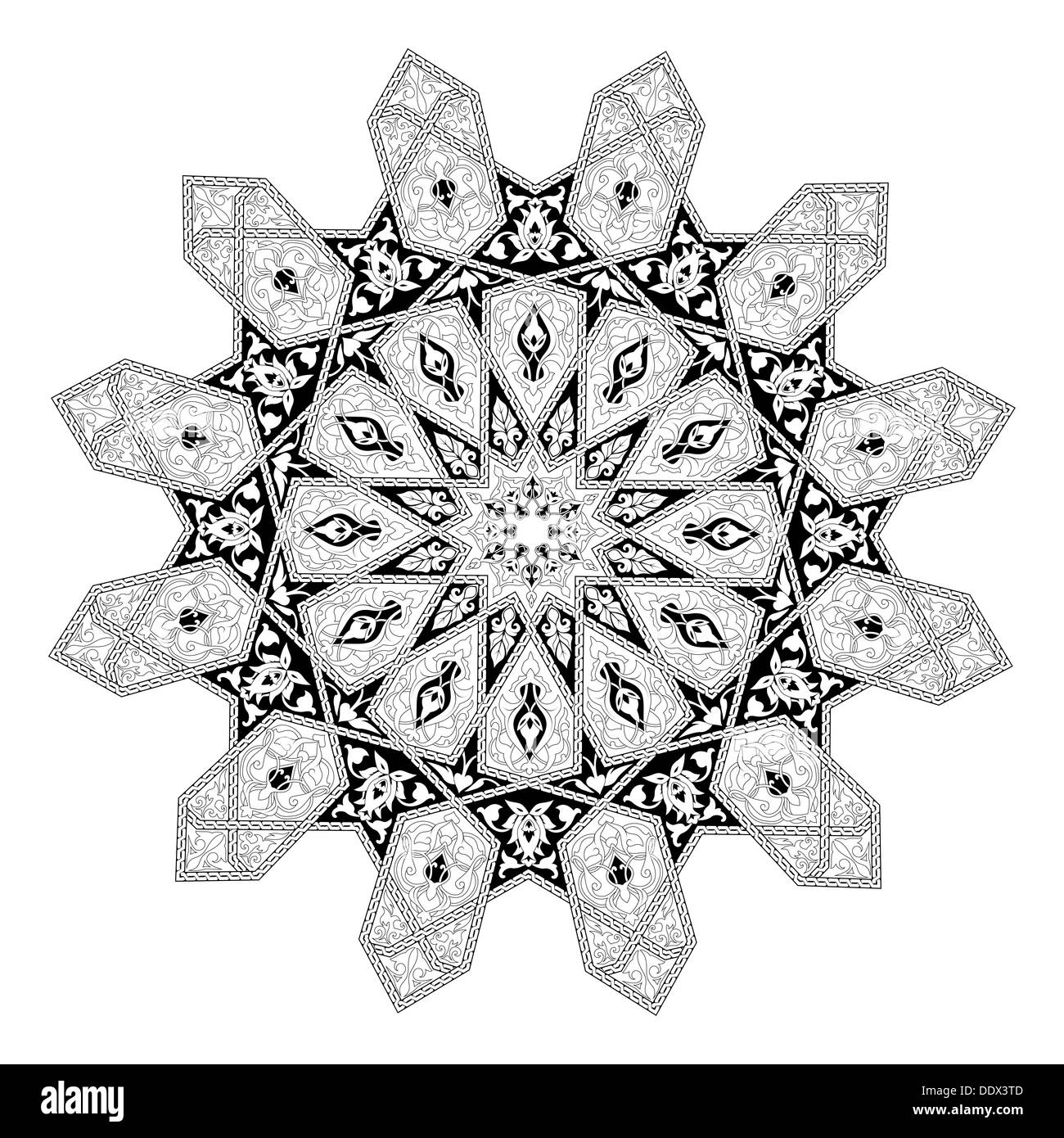 Schwarz / weiß arabischen Nahen Osten Blumenmuster Motiv, basierend auf arabisches ornament Stockfoto