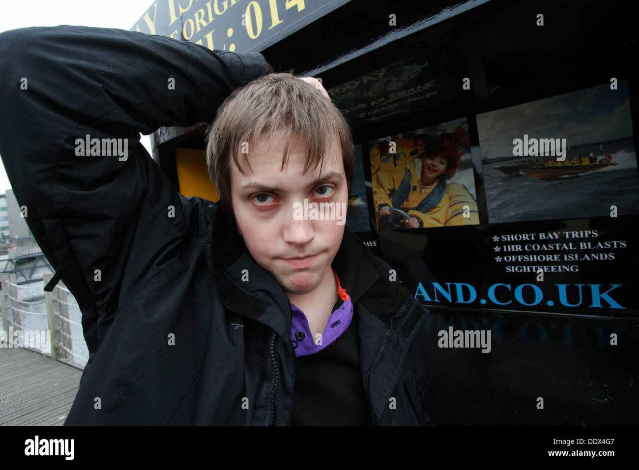 Barry-John im Alter von 22 - autistische Cardiff Bay Stockfoto