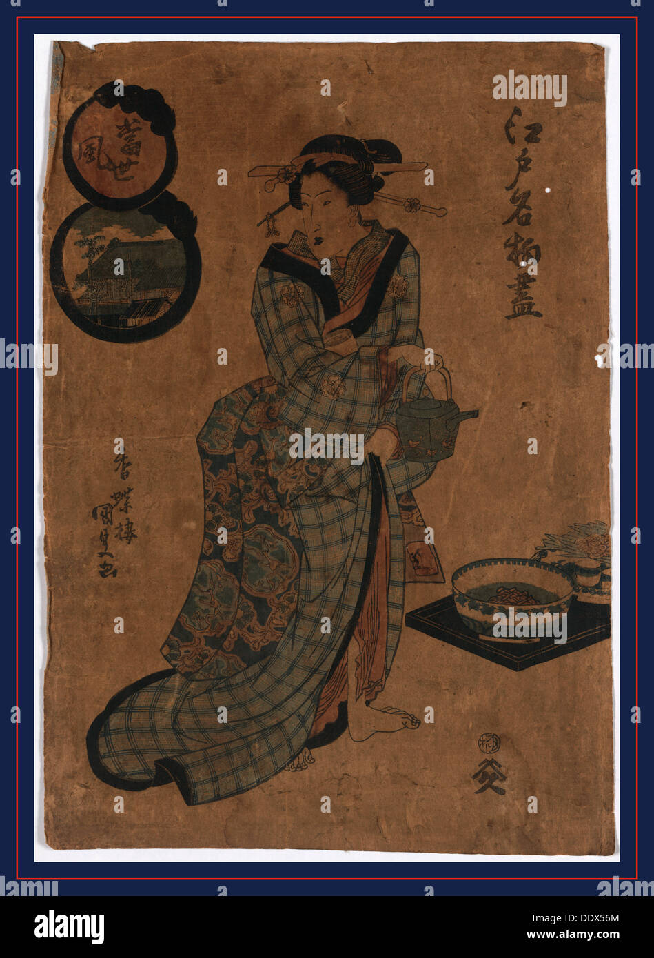 Tosei Fu, die Trends von heute. [von 1830 bis 1844] 1 print: Holzschnitt, Farbe; 37,6 x 26,5 cm., zeigt Print eine Frau, in voller Länge Stockfoto