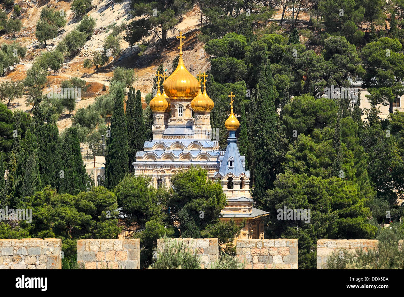 Von Mary Magdalene-Kirche befindet sich auf dem Ölberg in Jerusalem, Israel. Stockfoto