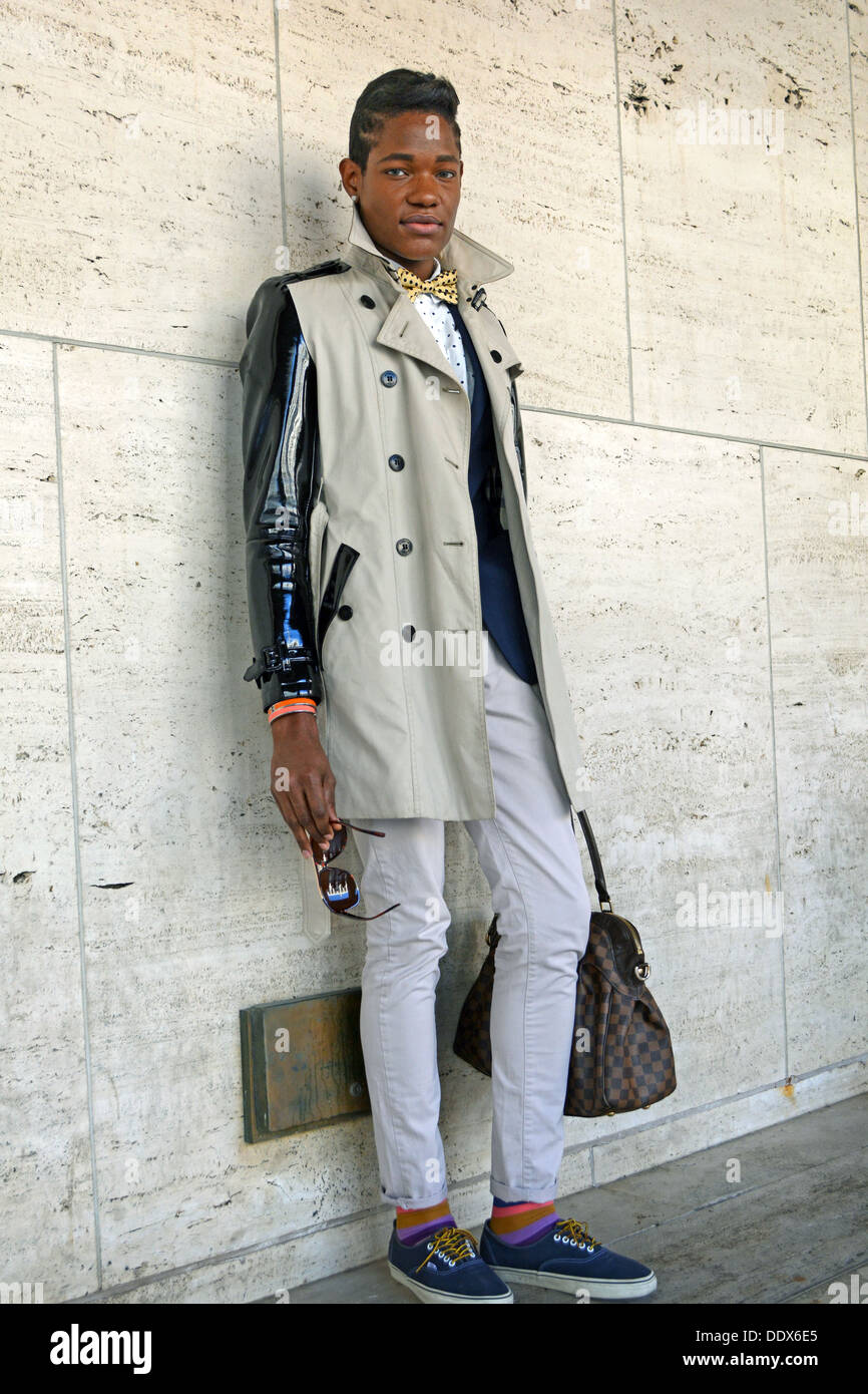 Porträt der Sängerin Lemhaje Bande auf der Fashion Week im Lincoln Center in New York City Stockfoto
