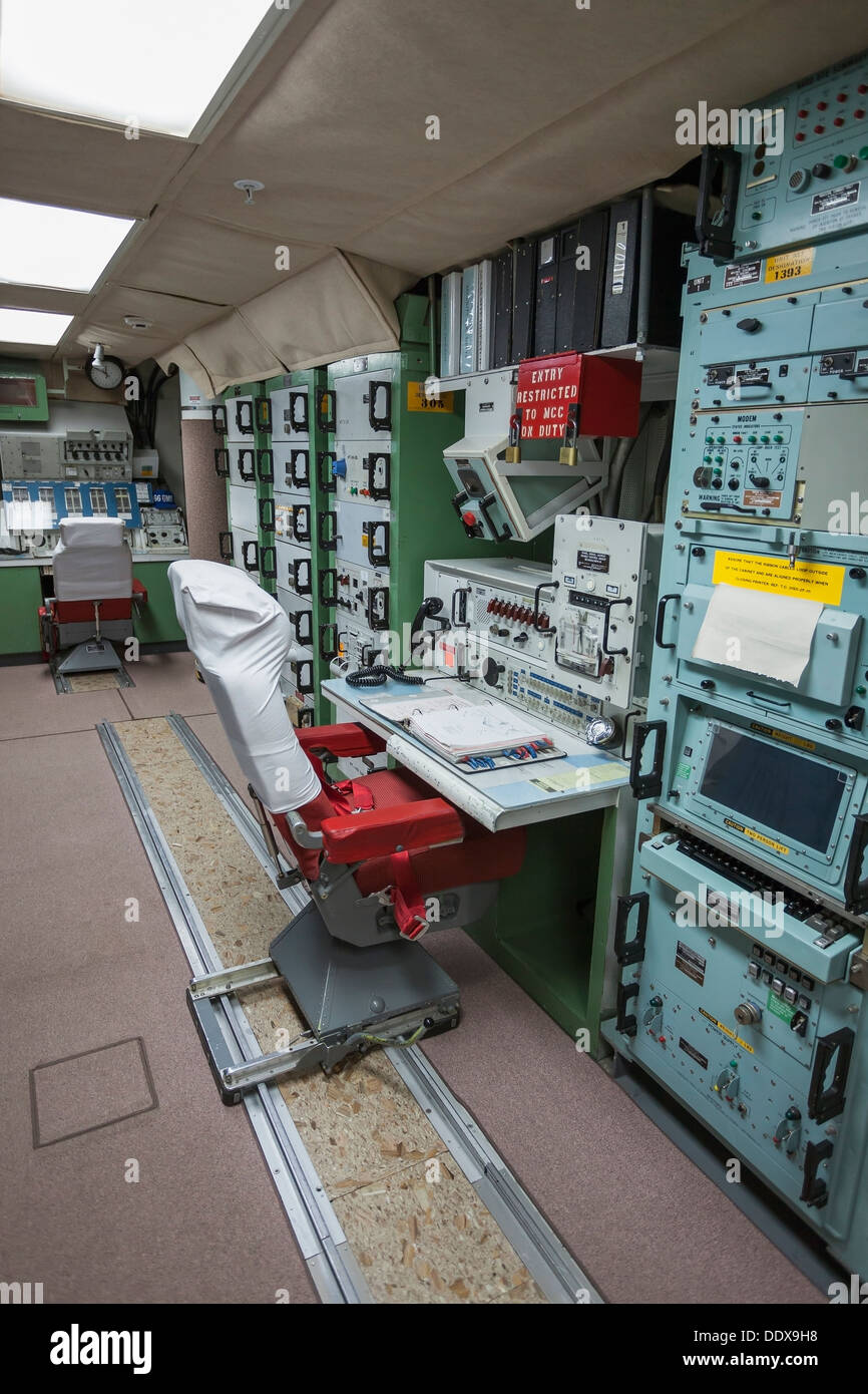 Rakete Produkteinführung Bahnhof in kalter Krieg-Ära unterirdischen Bunker, Minuteman Rakete National Historic Site, South Dakota Stockfoto