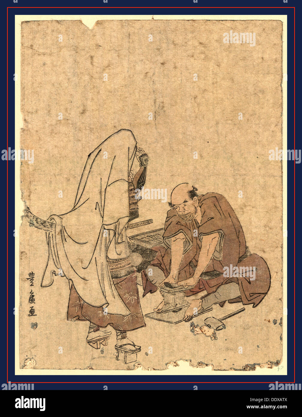 Ushjiwakamaru keine Takageta Naoshi, Reparatur Ushiwakamaru hohe Clogs (Takageta). [zwischen 1804 und 1818] 1 print: Holzschnitt, Stockfoto