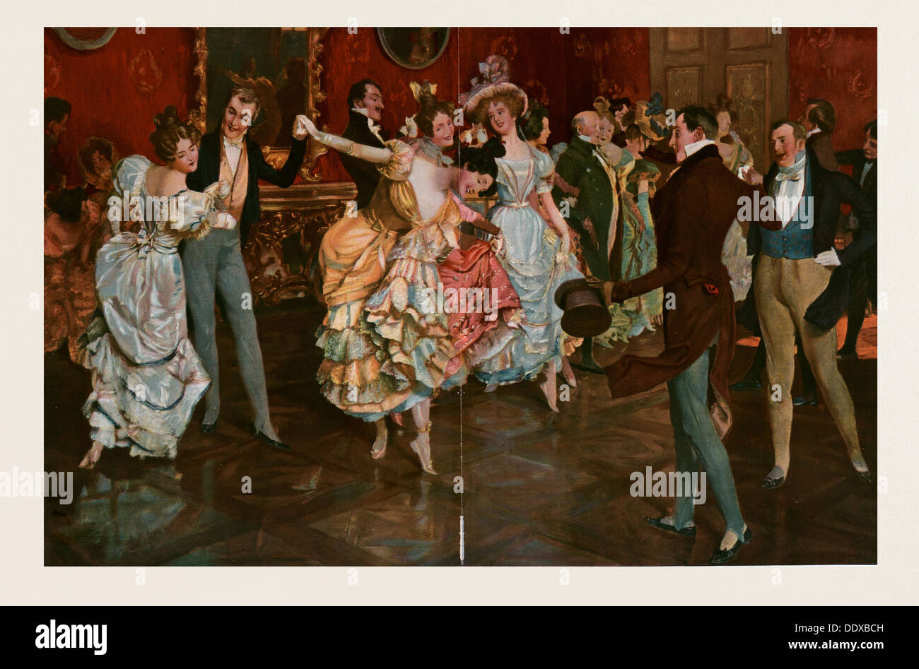 Tanz-Gemälde von Leopold Schmutzler 1864-1941, böhmischer Maler, lebte in Deutschland. tanzen, Tänzer, jung, Bewegung, Weiblich, Männlich Stockfoto
