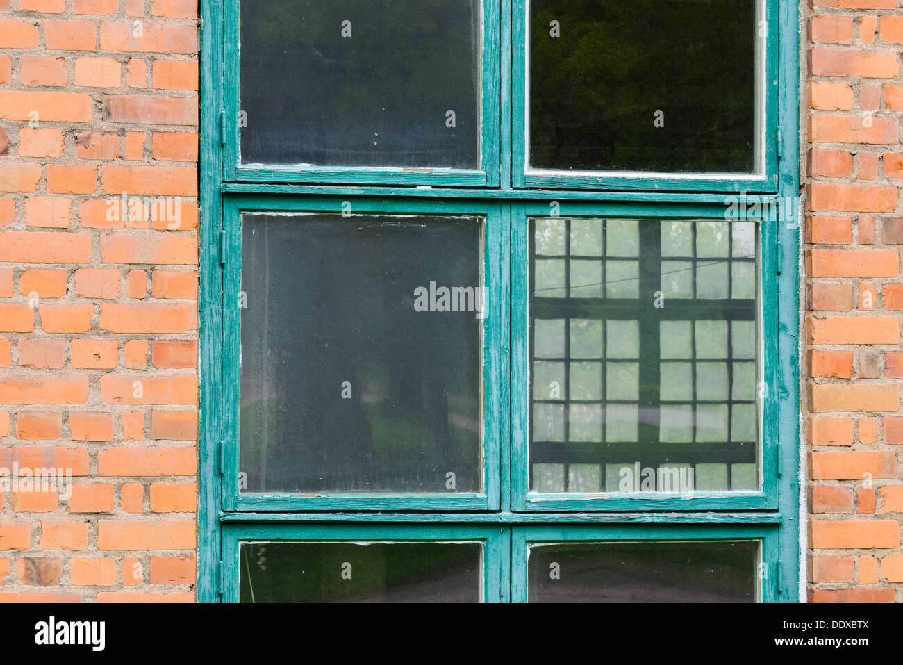 Fenster des Gebäudes, Vikmanshyttan, Hedemora Kommun, Dalarna, Schweden Stockfoto