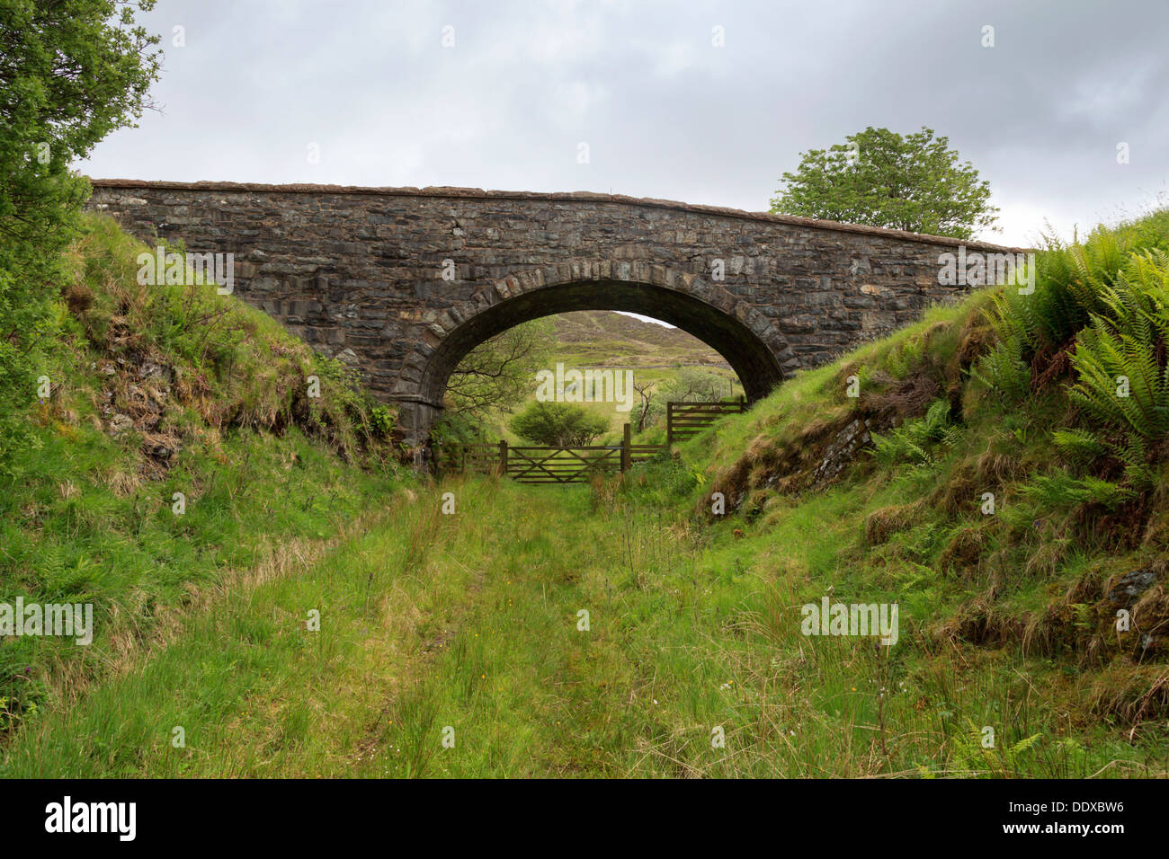 Suche entlang eine verlassene Bahnstrecke Bala – Blaenau Ffestiniog Stockfoto