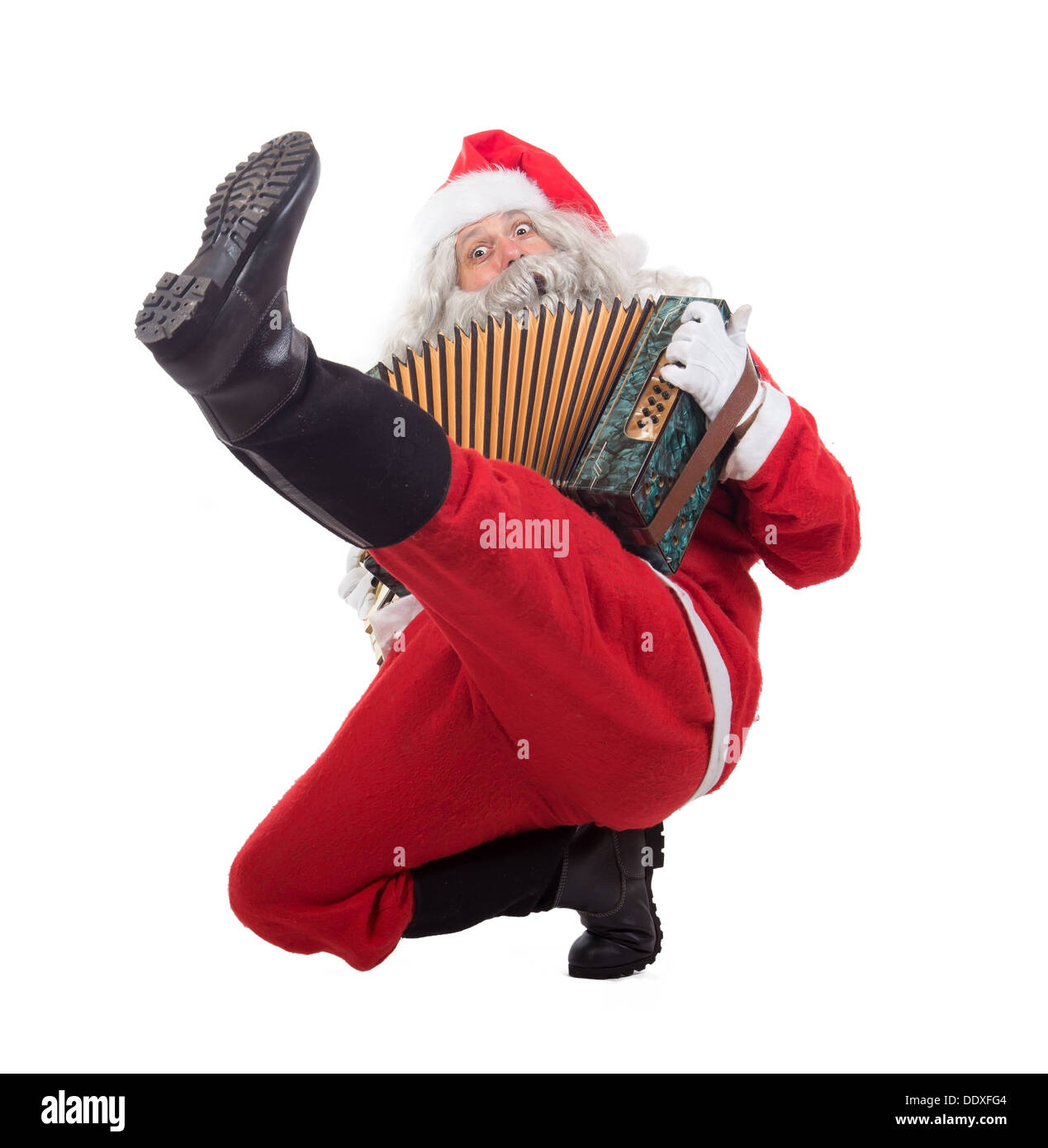 Tanzender Weihnachtsmann Stockfoto