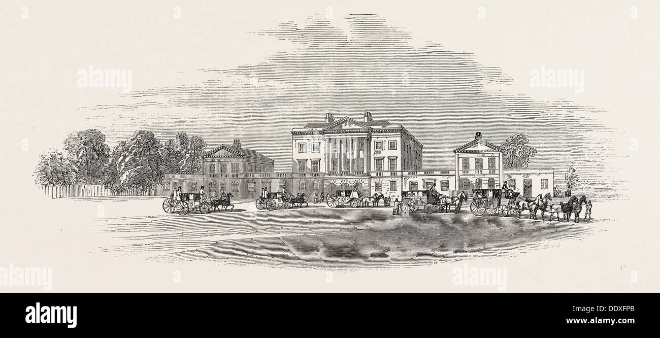 DER OBERBÜRGERMEISTER BLICK AUF DIE THEMSE: ANKUNFT DER BÜRGERPARTEI IN BASILDON HOUSE, UK, 1846 Stockfoto