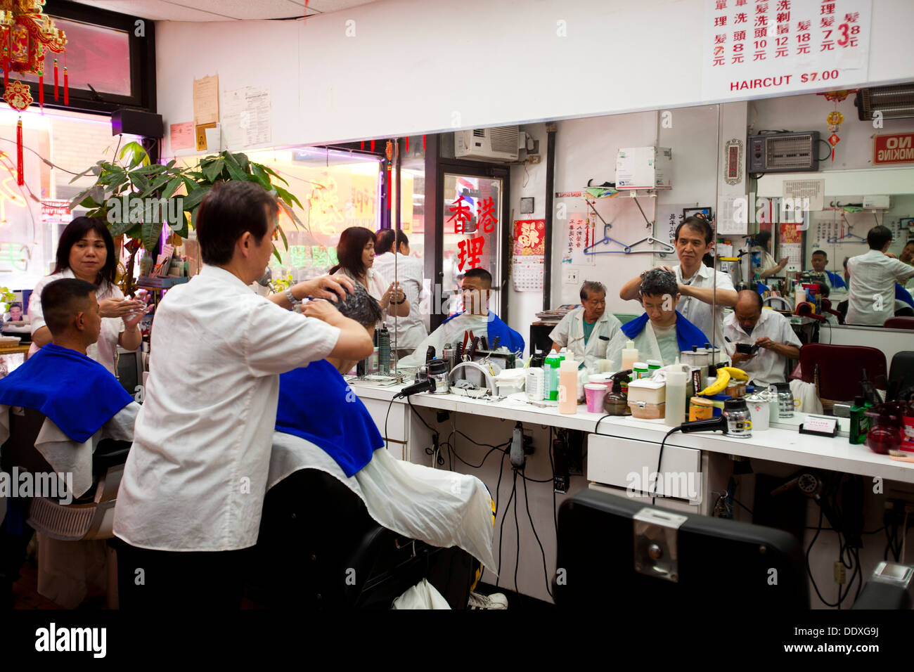 Friseur Chinatown New York Vereinigte Staaten Von Amerika