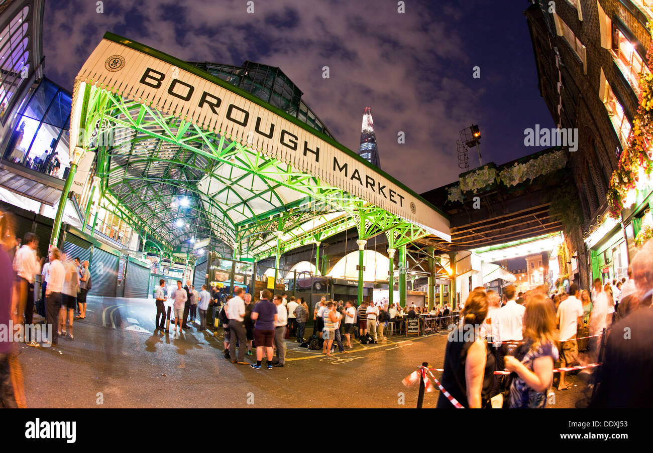 Borough Market Nacht London UK Stockfoto