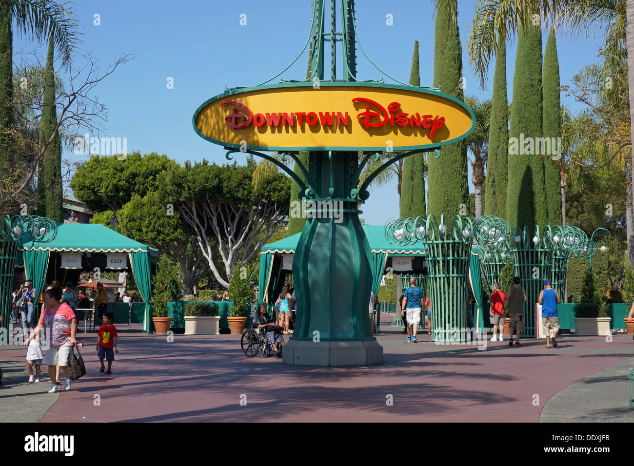 Downtown Disney Zeichen, Disneyland Resort, Anaheim, Kalifornien Stockfoto