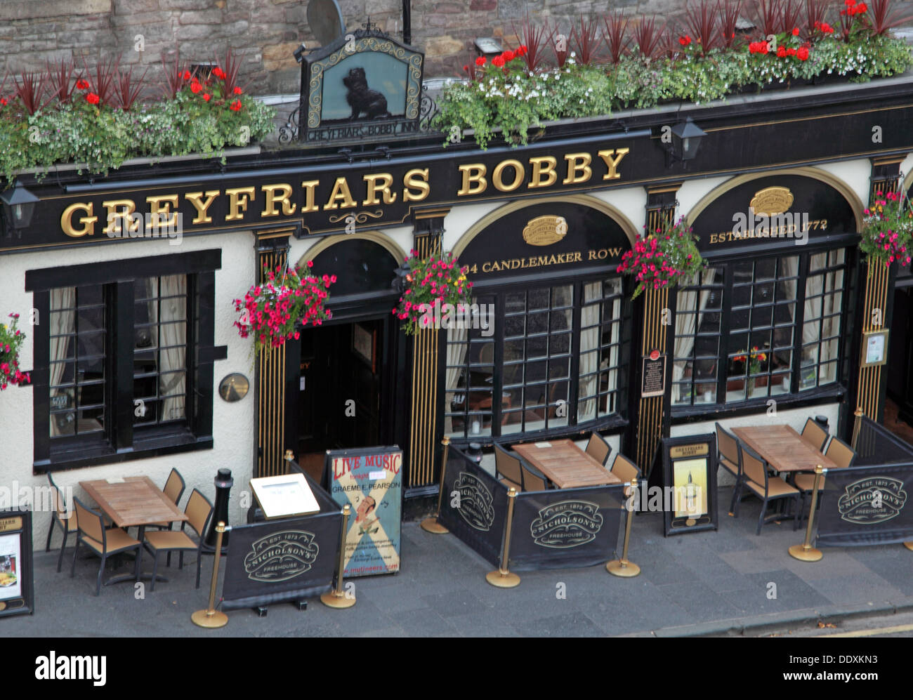 Greyfriars Pub von oben, Hauptstadt Edinburgh, Schottland, Vereinigtes Königreich Stockfoto