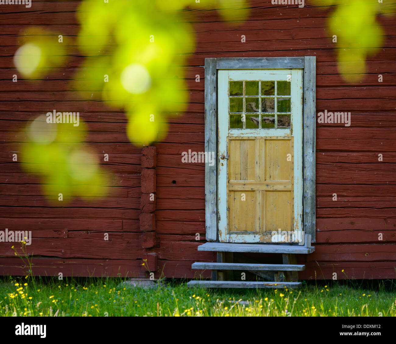 Bauernhof-Tür, Arvselen, Dalarna, Malung-Sälen Kommun, Schweden Stockfoto