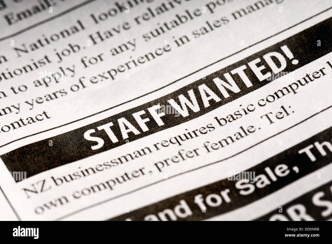 Fake, Kleinanzeige, Zeitung, Business-Konzept Stockfoto