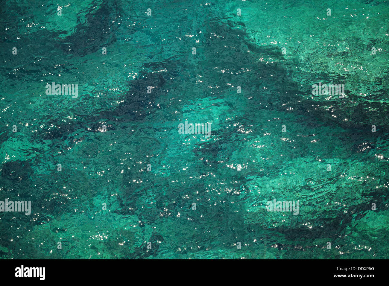 Grünen Adria Küstengewässer mit Unterwasser-Steinen Stockfoto