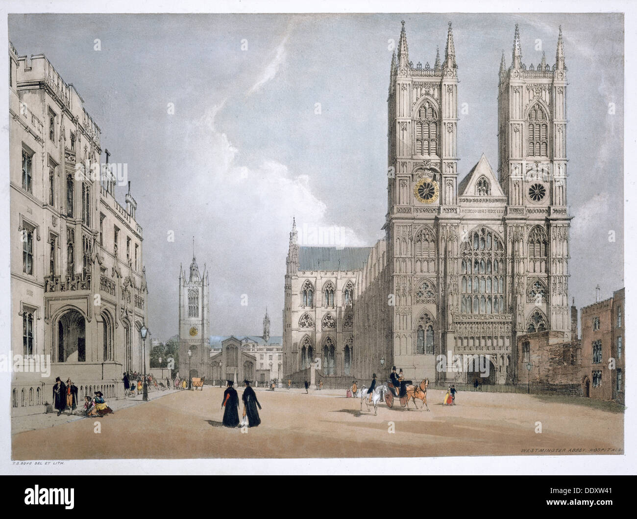 Westminster Abbey und Hospital in London 1842. Künstler: Thomas Shotter Boys Stockfoto