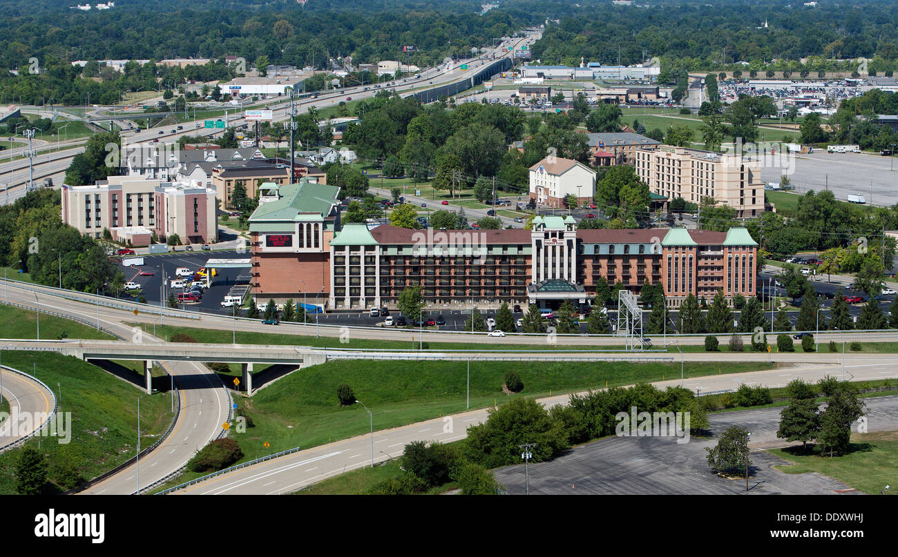 Luftaufnahme Flughafen Crowne Plaza Hotel in Louisville, Kentucky Stockfoto