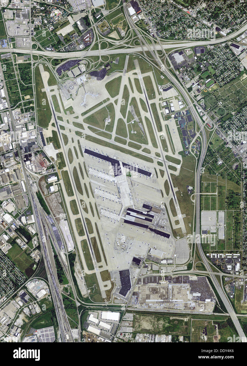 Luftbild-Karte von Sandiford Field, SDF, Louisville, Kentucky, Louisville International Airport Stockfoto
