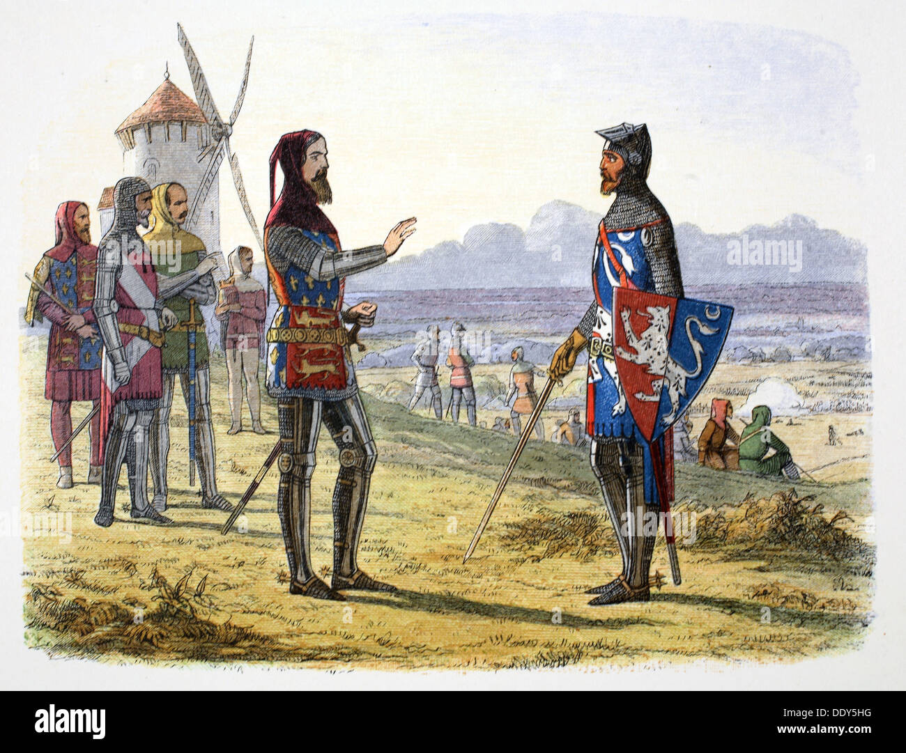 König Edward III weigert sich beizustehen an seinen Sohn an der Schlacht von Crécy, Frankreich, 1346 (1864). Künstler: James William Edmund Doyle Stockfoto