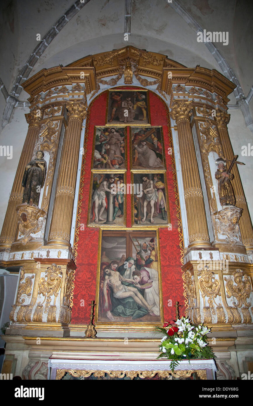 Seitenaltar mit flämischen Gemälden, Kirche Sao Francisco, Evora, Portugal, 2009. Künstler: Samuel Magál Stockfoto