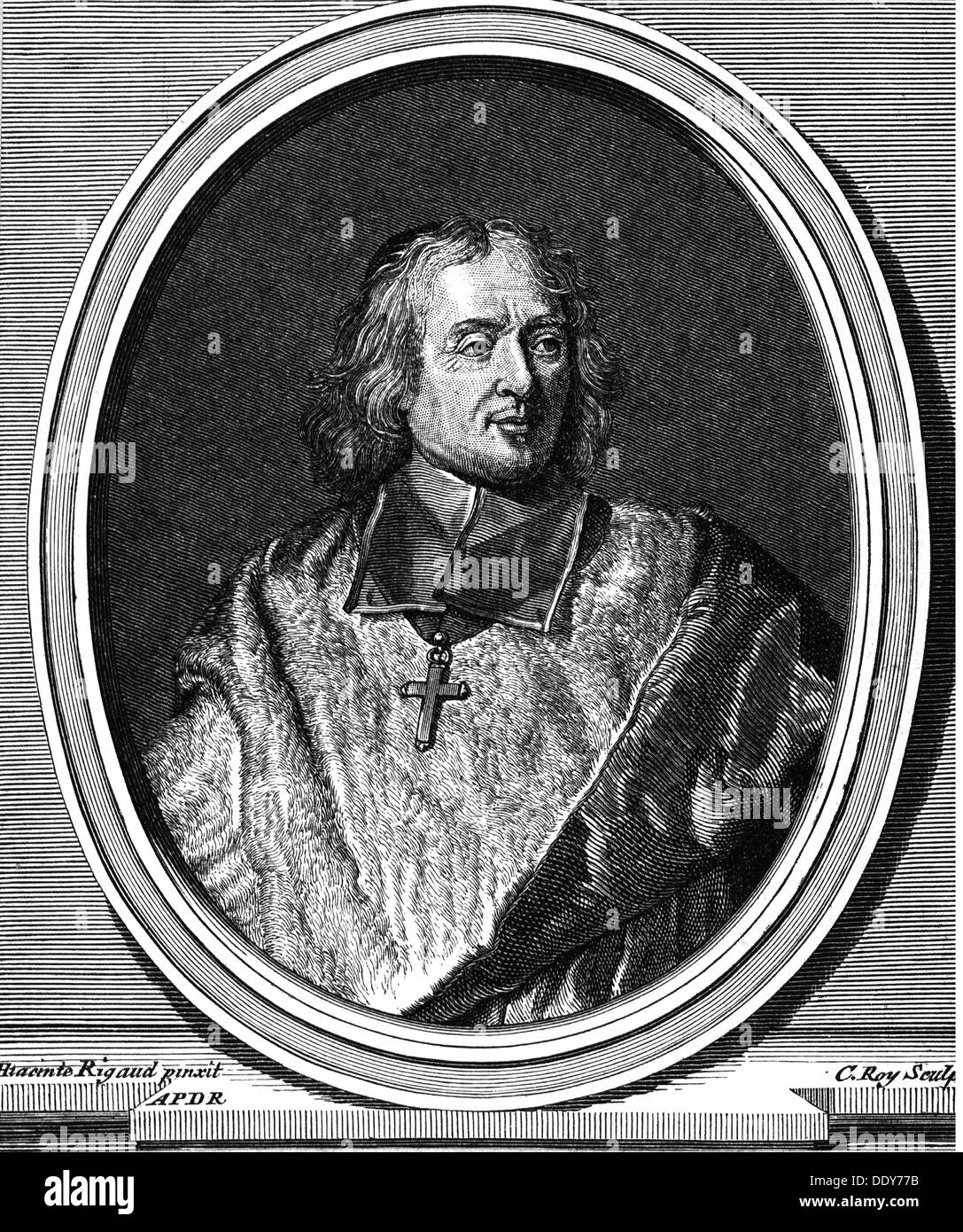 Bossuet, Jacques Benigne, 27.9.1627 - 12.4.1704, französischer Geistlicher und Autor/Verfasser, Bischof von Condom 1671 1693, Bischof von Meaux, 1681-1704, halbe Länge, Kupferstich von C. Roy, 17. Jahrhundert, Artist's Urheberrecht nicht gelöscht werden Stockfoto