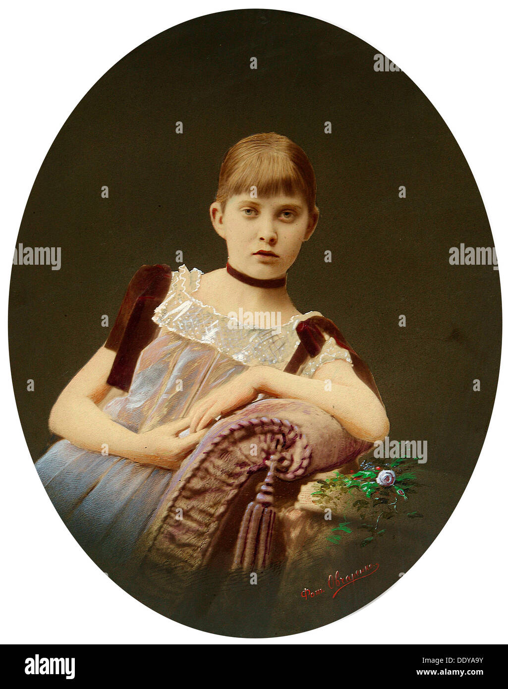 Porträt eines Mädchens, Ende des 19. Jahrhunderts.  Künstler: Egor Maximowitsch Ovcharenko Stockfoto