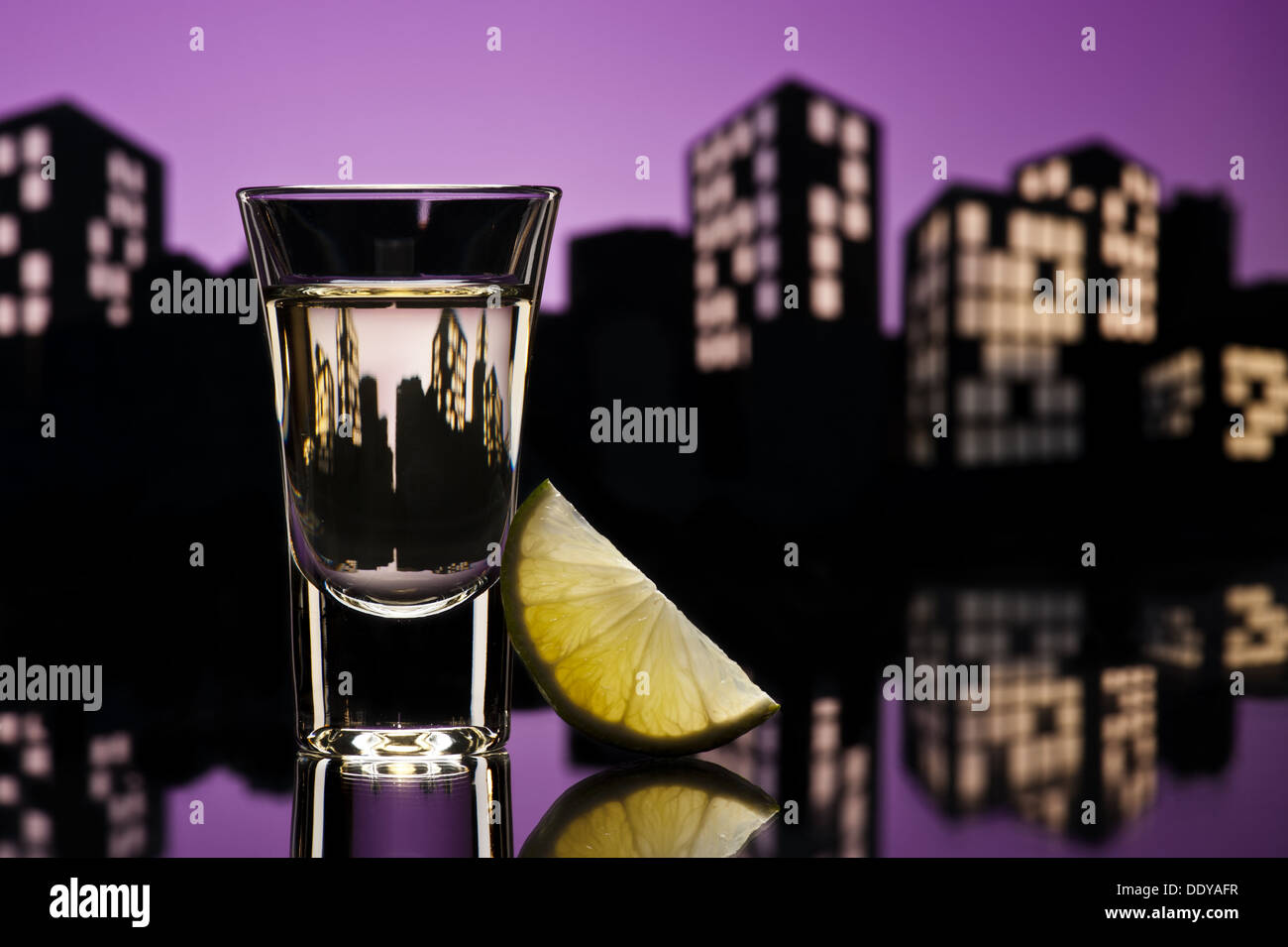 Tequila in farbenfrohe Stadtbild Einstellung zu schießen Stockfoto