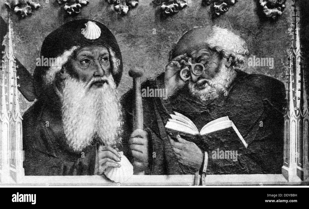 Religion, Christentum, Heilige, Apostel Jakobus und Petrus, Gemälde von Friedrich Herlin (um 1430 - um 1500), Detail, 1466, zusätzliche-Rechte-Clearenzen-nicht vorhanden Stockfoto