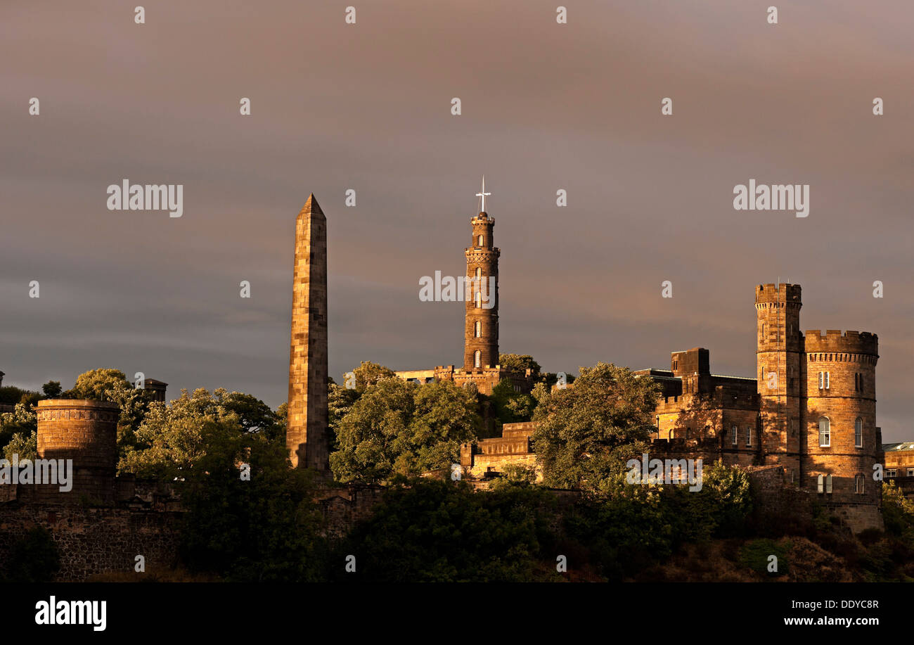 Edinburgh Calton Hill Sonnenuntergang Schottland Großbritannien Stockfoto