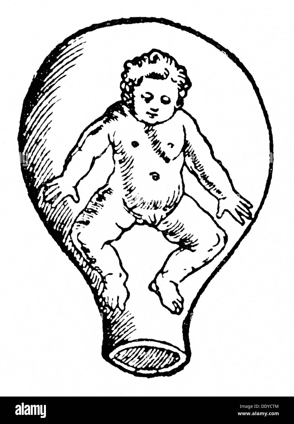 Medizin, Geburt / Gynäkologie, Lage des Embryos im Mutterleib, Holzschnitt von Erhard schön (um 1491 - 1542), aus: Eucharius Rösslin d.Ä. (1470 - 1526), 'der Swangen frawen und hebammen roszgarten', Druck: Martin Flach, Straßburg, 1513, Additional-Rights-Clearences-not available Stockfoto
