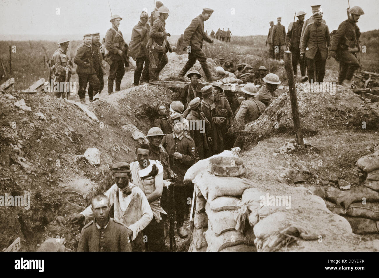 Deutsche Gefangene von Contalmaison, Somme Kampagne brachte Frankreich, Weltkrieg, 1916. Künstler: unbekannt Stockfoto