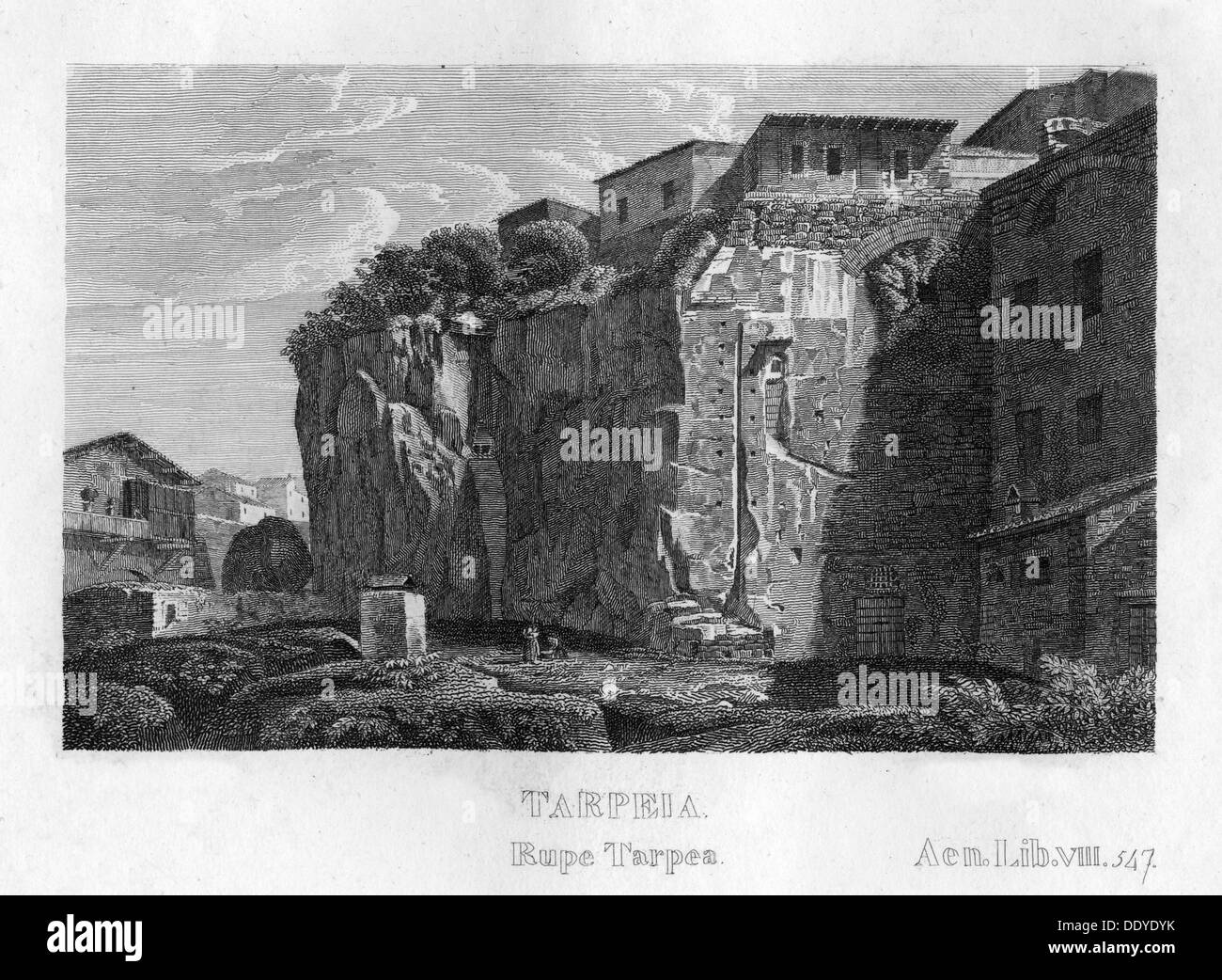 Tarpeian Rock, Rom, c 1833. Artist: Unbekannt Stockfoto