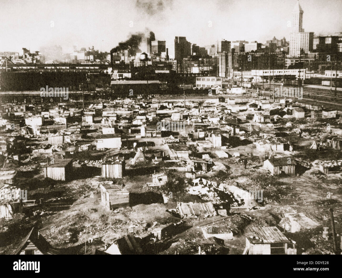 Ein "Hooverville" am Hafen von Seattle, Washington, USA, Weltwirtschaftskrise, März 1933. Künstler: unbekannt Stockfoto