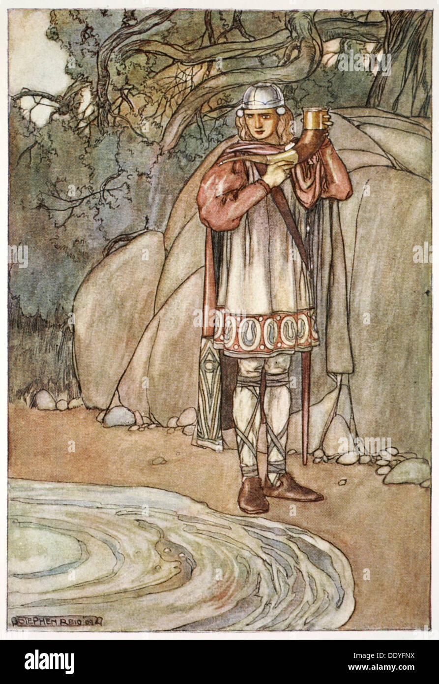 "Dermot nahm das Horn und würde haben es gefüllt", c1910.  Künstler: Stephen Reid Stockfoto