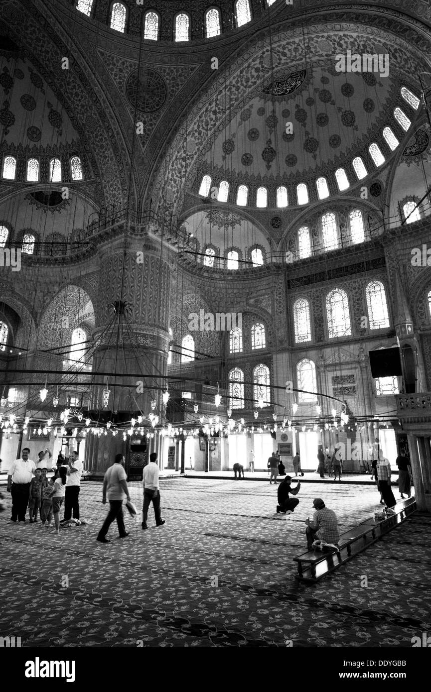 Im Inneren der Sultanahmet Moschee (blaue Moschee) Istanbul Stockfoto