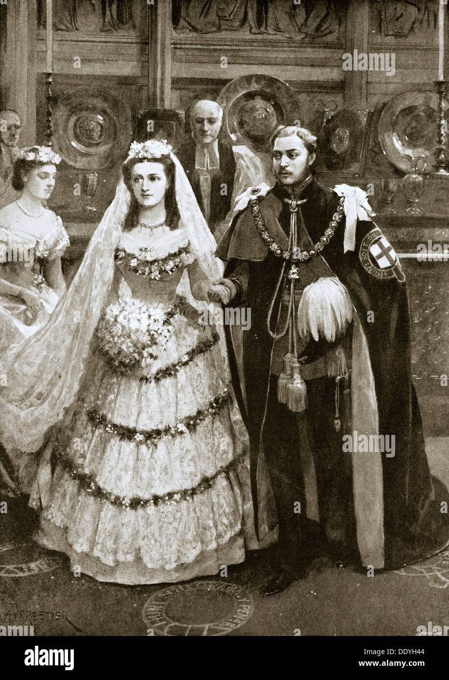 Die Ehe des Prinzen von Wales und Prinzessin Alexandra von Dänemark, Windsor, 1863 (1901). Künstler: unbekannt Stockfoto