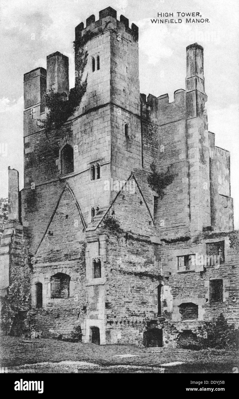 Der hohe Turm, Wingfield Manor, in der Nähe von Alfreton, Derbyshire, c 1915. Artist: Unbekannt Stockfoto