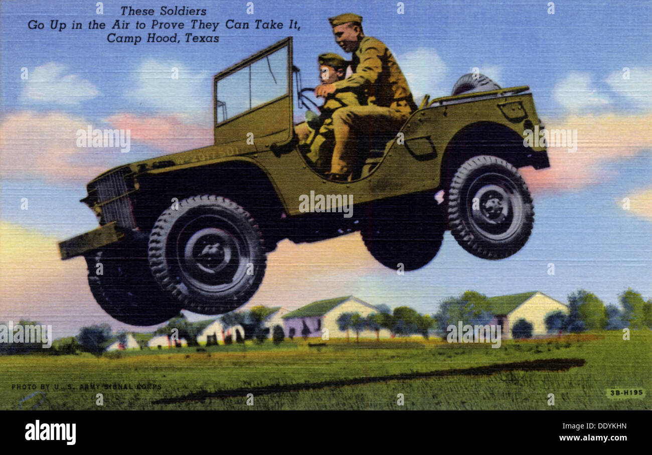 "Diese Soldaten gehen in die Luft zu beweisen, sie nehmen es, Camp Hood, Texas, USA, 1943. Künstler: US Army Signal Corps Stockfoto