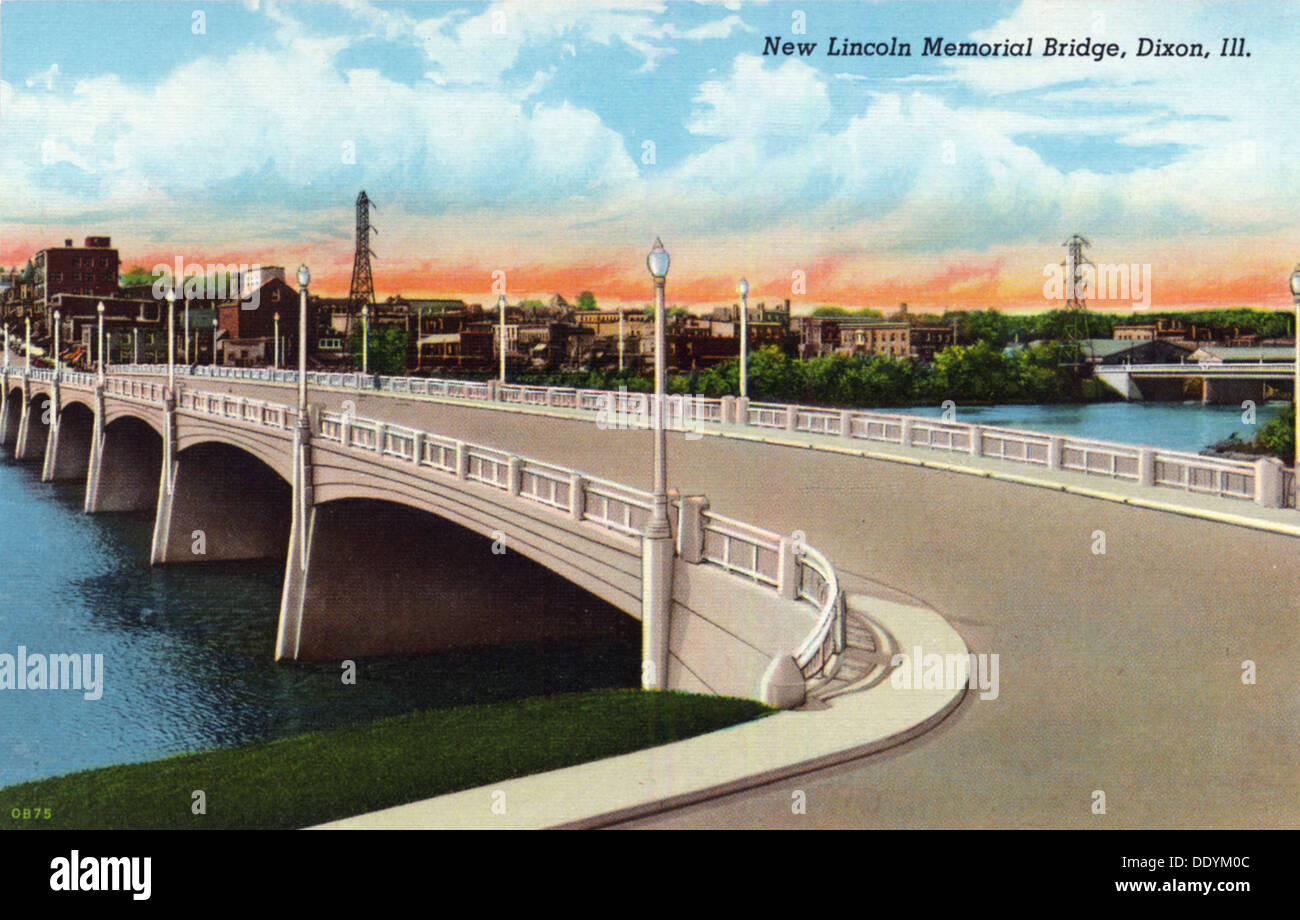 Neue Lincoln Memorial Bridge, Dixon, Illinois, USA, 1940. Artist: Unbekannt Stockfoto