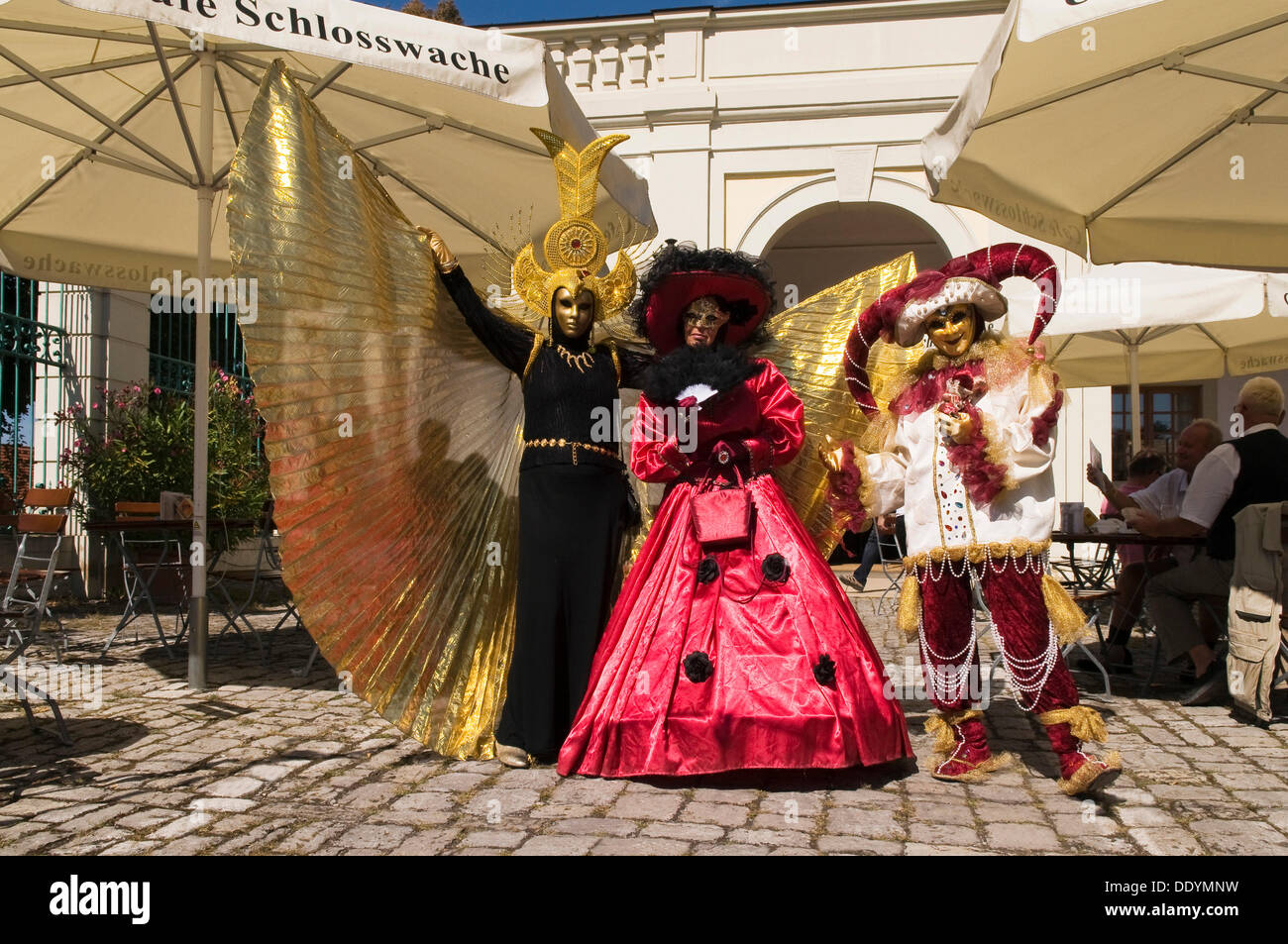 Venezianischen Stil Karnevalsmasken und Kostüme, venezianische Messe, Ludwigsburg, Baden-Württemberg Stockfoto