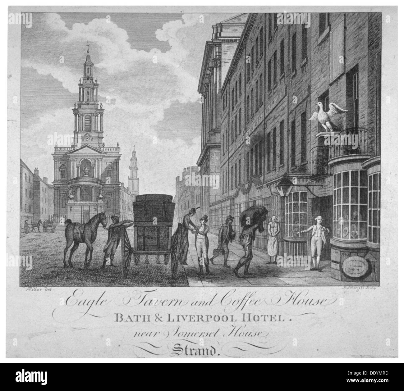 Außerhalb der Eagle Tavern und Kaffee Haus, Bad & Hotel in Liverpool, London, c1800. Künstler: Peter Mazell Stockfoto