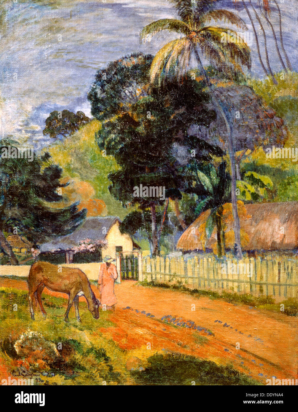 "Pferd unterwegs, Tahitian Landschaft", 1899. Künstler: Paul Gauguin Stockfoto