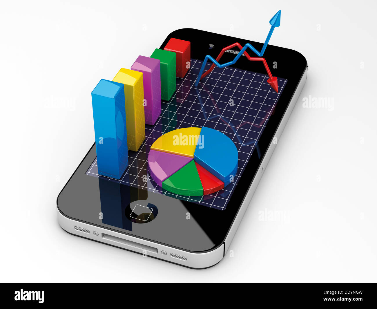 Ein IPhone mit Diagrammen und Grafiken Stockfoto