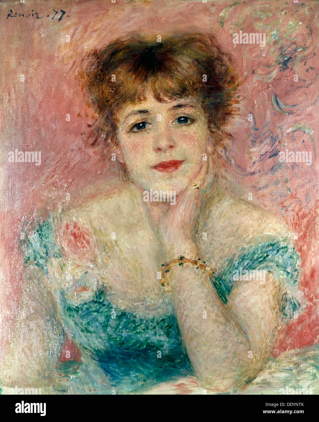 "Porträt der Schauspielerin Jeanne Samary", 1877.  Künstler: Pierre-Auguste Renoir Stockfoto