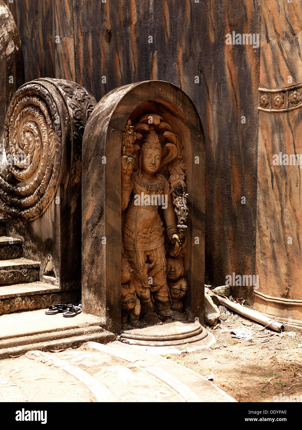 Aluthgama Tempel Skulptur Stockfoto