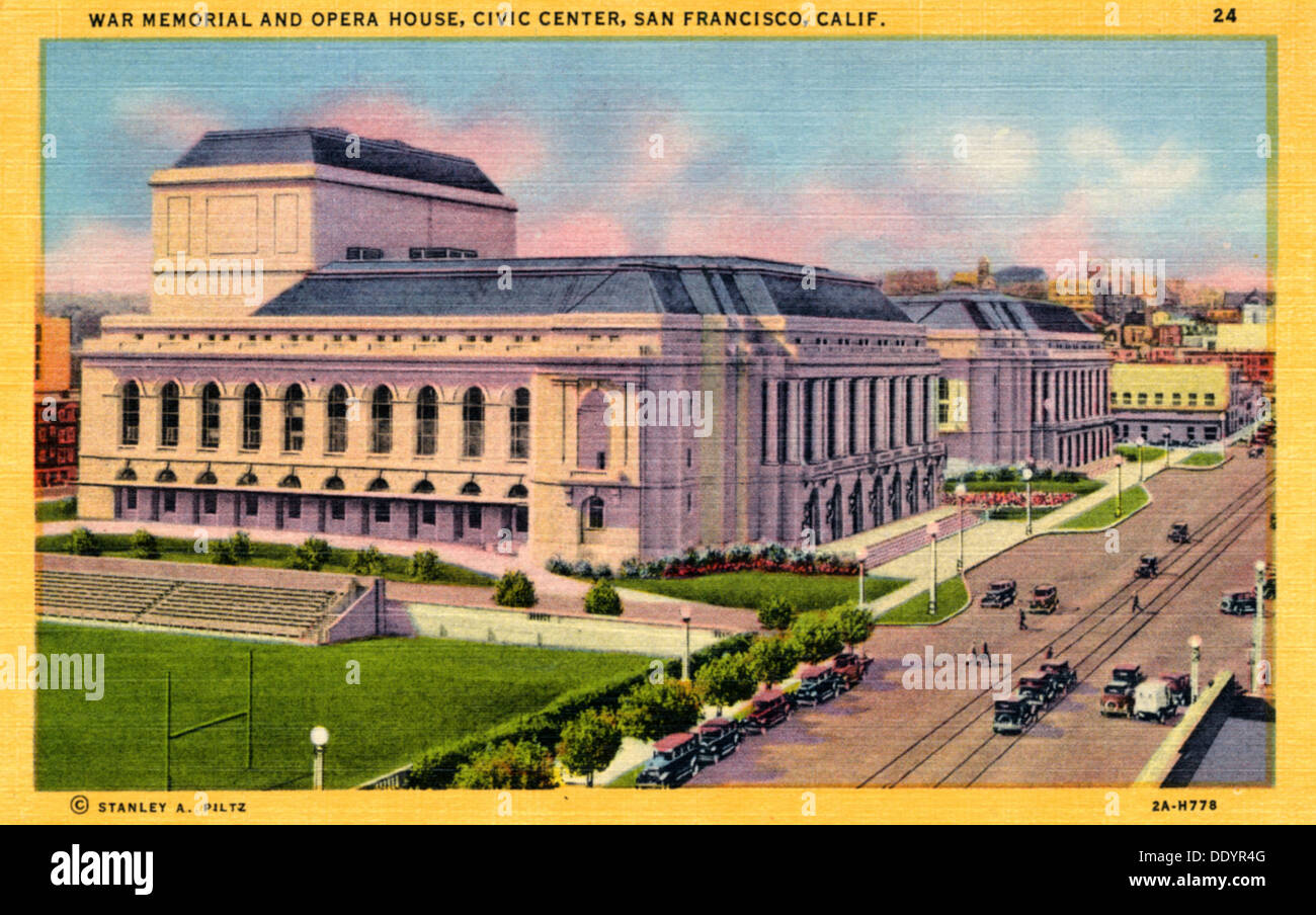 War Memorial Opera House und Veteranen Gebäude, Civic Center, San Francisco, Kalifornien, USA, 1932. Artist: Unbekannt Stockfoto