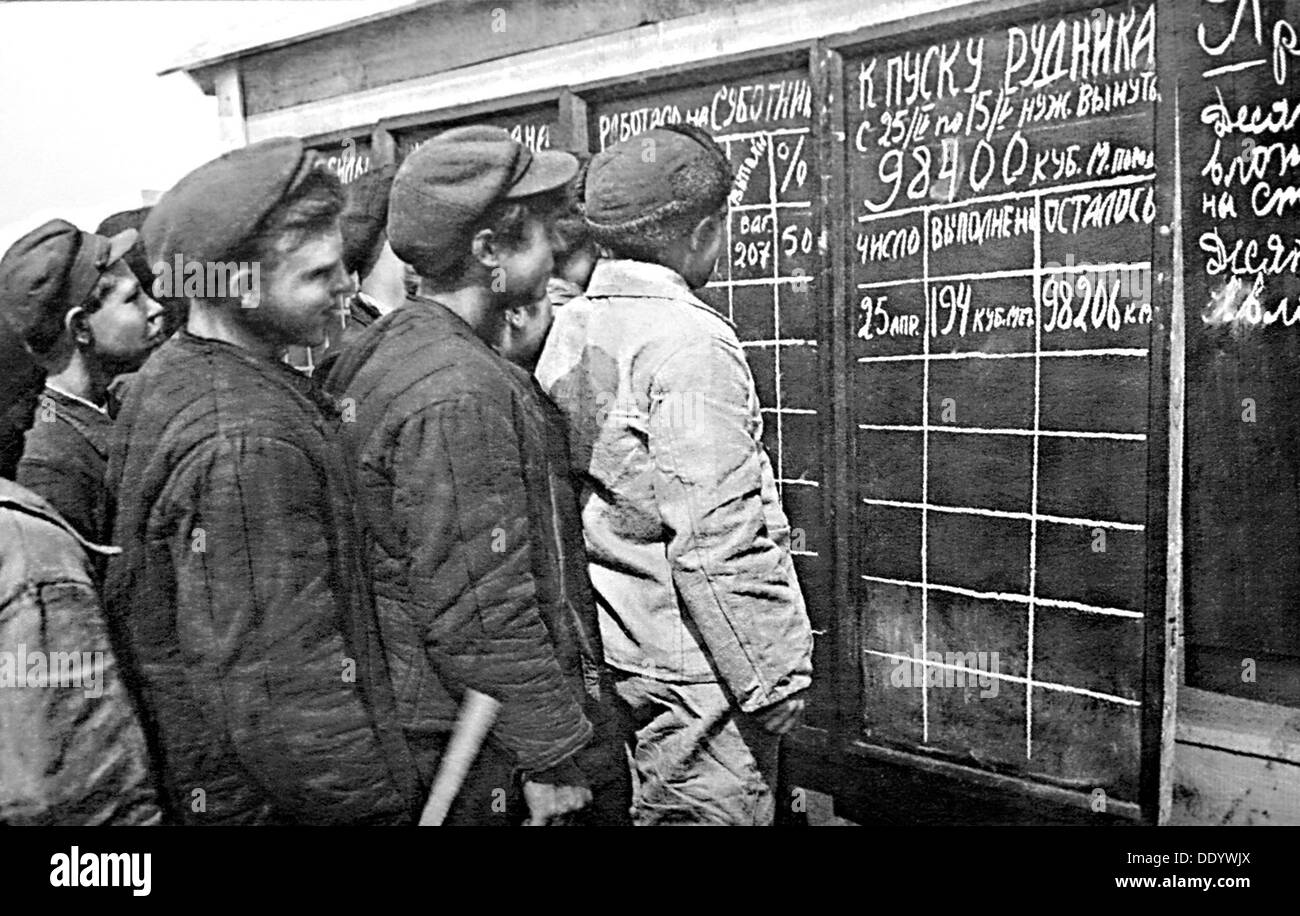 Arbeiter von Magnitogorsk, UdSSR, 1931.  Künstler: Anon Stockfoto