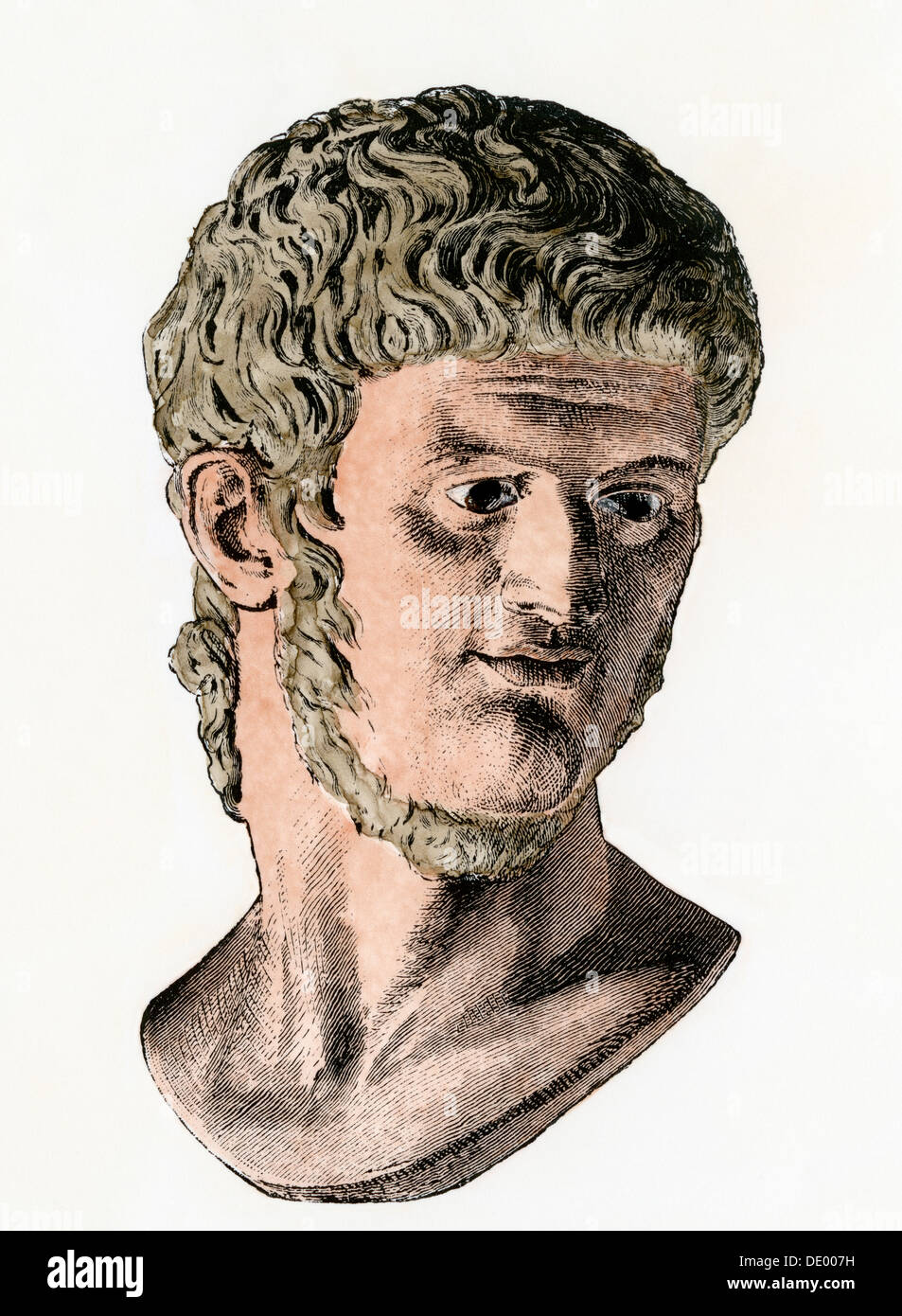 Der römische Kaiser Nero als junger Mann. Hand - farbige Holzschnitt Stockfoto