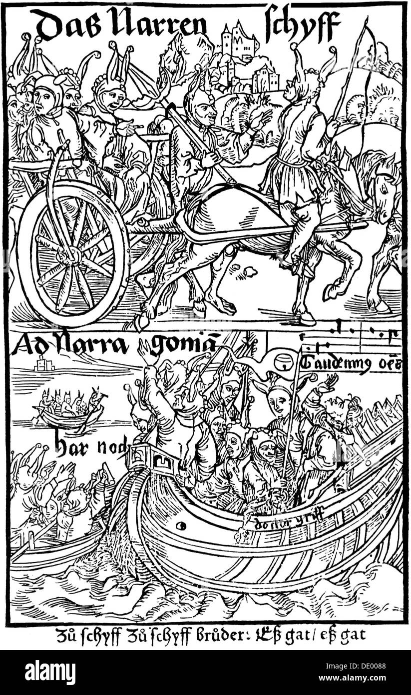 Titelseite einer Ausgabe der Narrenschiff, von Sebastian Brant, 1494. Künstler: Albrecht Dürer Stockfoto